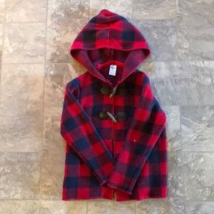 Oshkosh red and navy checkered dress coat